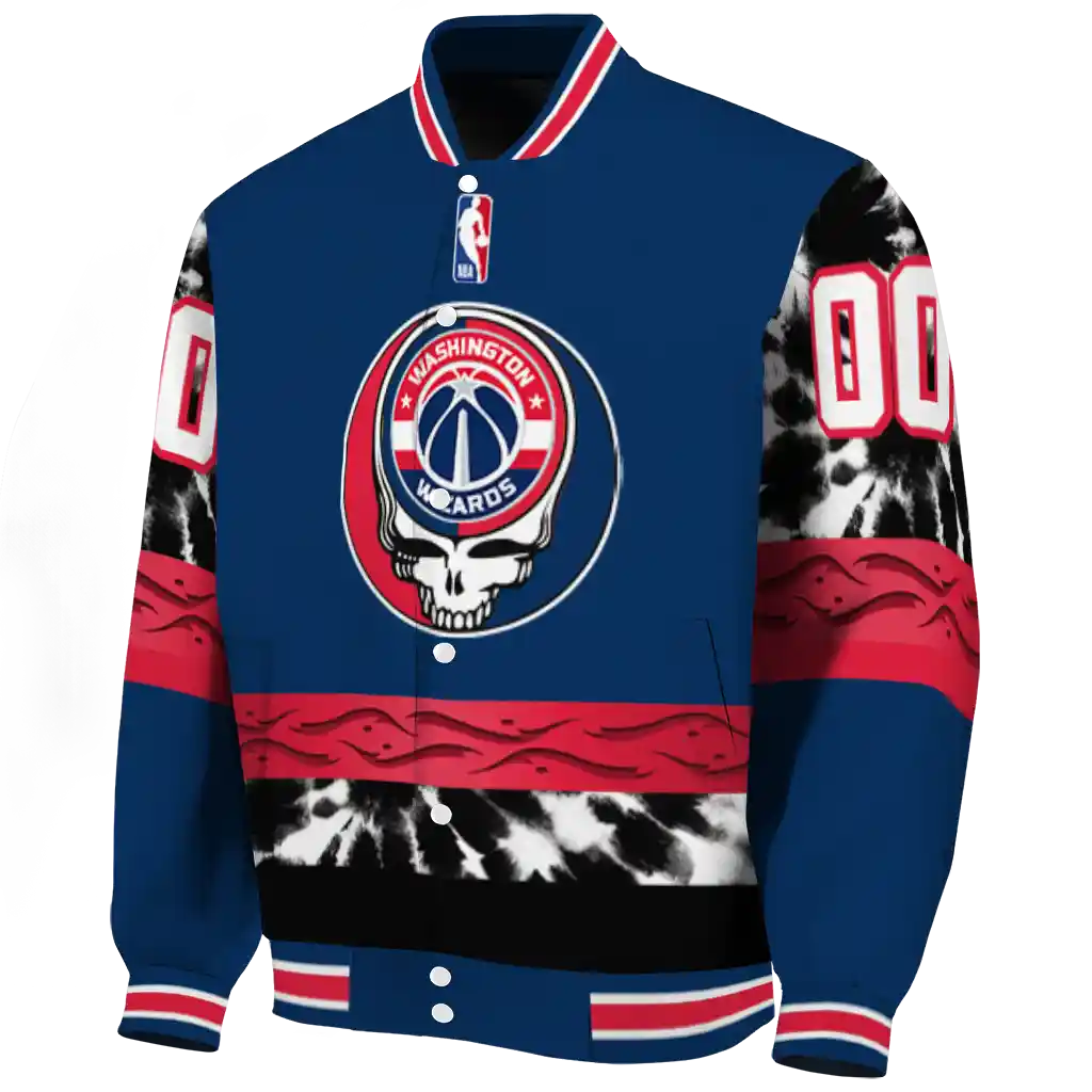 customized washington wizards skull emblem blue black varsity jacket best selling customized washington wizards skull emblem blue black varsity jacket best selling