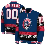 customized washington wizards skull emblem blue black varsity jacket best selling