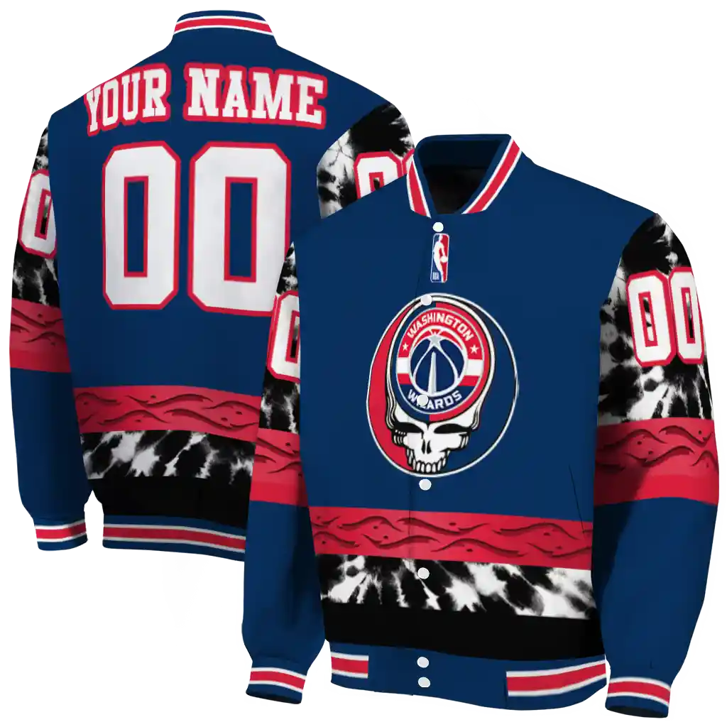 customized washington wizards skull emblem blue black varsity jacket fashion forward customized washington wizards skull emblem blue black varsity jacket fashion forward
