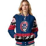 customized washington wizards skull emblem blue black varsity jacket best selling