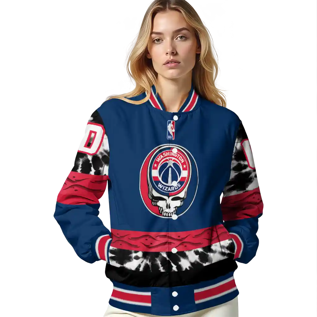 customized washington wizards skull emblem blue black varsity jacket latest model customized washington wizards skull emblem blue black varsity jacket latest model