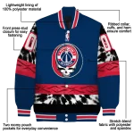 customized washington wizards skull emblem blue black varsity jacket best selling