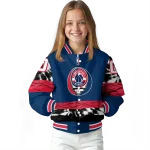 customized washington wizards skull emblem blue black varsity jacket best selling