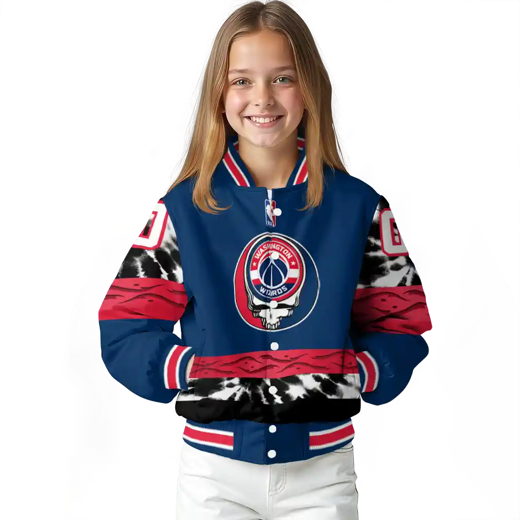 customized washington wizards skull emblem blue black varsity jacket top rated customized washington wizards skull emblem blue black varsity jacket top rated