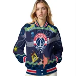customized washington wizards spongebob playtime blue varsity jacket best selling