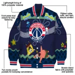 customized washington wizards spongebob playtime blue varsity jacket best selling