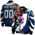 customized washington wizards stars and stripes slashes blue bomber jacket best selling