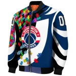 customized washington wizards stars and stripes slashes blue bomber jacket best selling