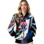 customized washington wizards stars and stripes slashes blue bomber jacket best selling