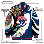 customized washington wizards stars and stripes slashes blue varsity jacket best selling