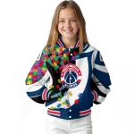 customized washington wizards stars and stripes slashes blue varsity jacket best selling