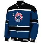 customized washington wizards stripe statement blue black varsity jacket best selling