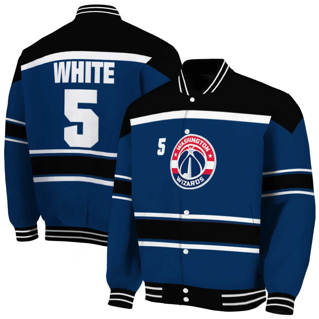 customized washington wizards stripe statement blue black varsity jacket fashion forward customized washington wizards stripe statement blue black varsity jacket fashion forward