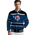 customized washington wizards stripe statement blue black varsity jacket best selling