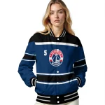 customized washington wizards stripe statement blue black varsity jacket best selling