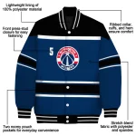 customized washington wizards stripe statement blue black varsity jacket best selling