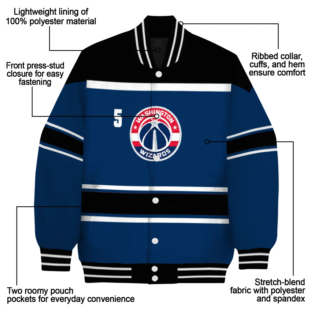 customized washington wizards stripe statement blue black varsity jacket new arrival customized washington wizards stripe statement blue black varsity jacket new arrival