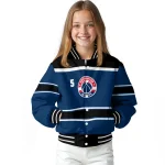 customized washington wizards stripe statement blue black varsity jacket best selling