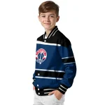 customized washington wizards stripe statement blue black varsity jacket best selling