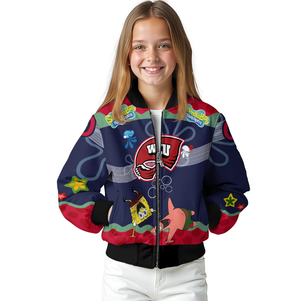 customized western kentucky hilltoppers spongebob playtime red blue bomber jacket top rated customized western kentucky hilltoppers spongebob playtime red blue bomber jacket top rated