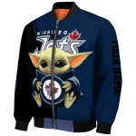 customized winnipeg jets adorable yoda blue black bomber jacket best selling