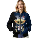customized winnipeg jets adorable yoda blue black bomber jacket best selling