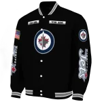 customized winnipeg jets american flag skull black varsity jacket best selling
