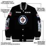 customized winnipeg jets american flag skull black varsity jacket best selling