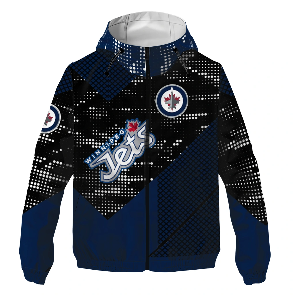 customized winnipeg jets arrow matrix blue black windbreaker jacket best selling customized winnipeg jets arrow matrix blue black windbreaker jacket best selling