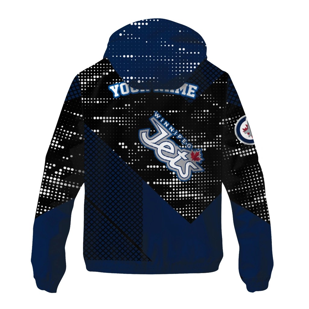 customized winnipeg jets arrow matrix blue black windbreaker jacket fashion forward customized winnipeg jets arrow matrix blue black windbreaker jacket fashion forward