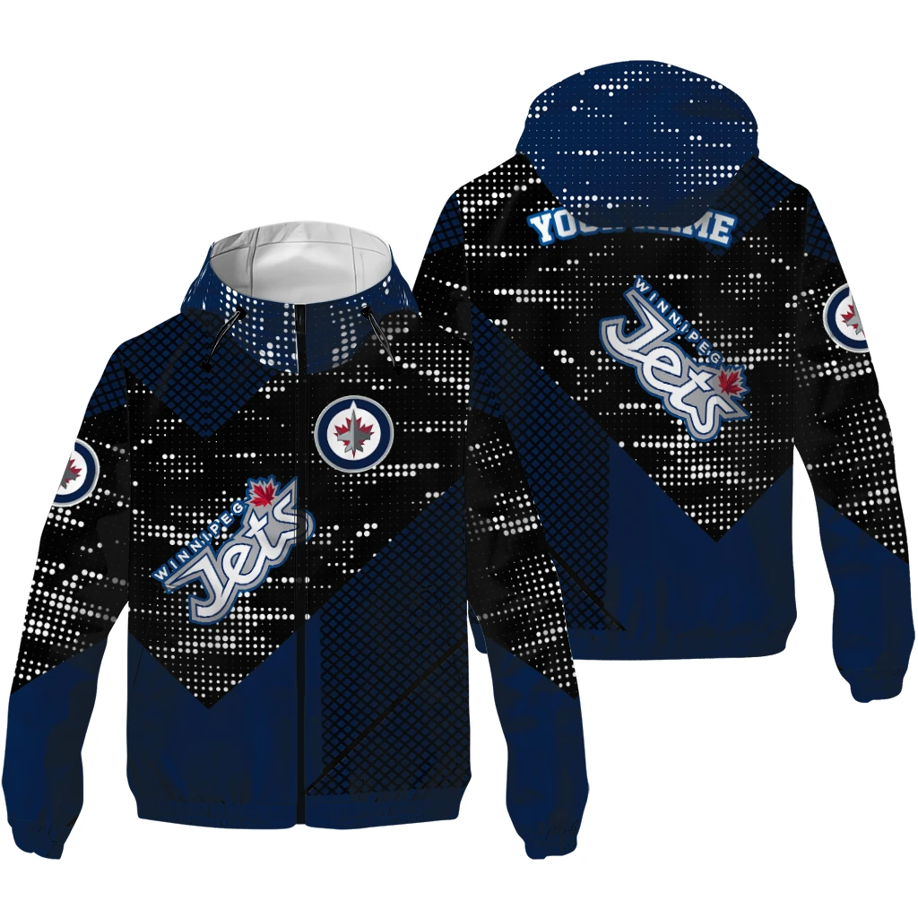 customized winnipeg jets arrow matrix blue black windbreaker jacket high quality customized winnipeg jets arrow matrix blue black windbreaker jacket high quality