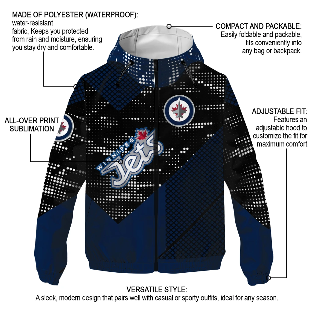 customized winnipeg jets arrow matrix blue black windbreaker jacket new arrival customized winnipeg jets arrow matrix blue black windbreaker jacket new arrival