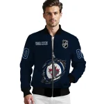 customized winnipeg jets claw rip blue bomber jacket best selling
