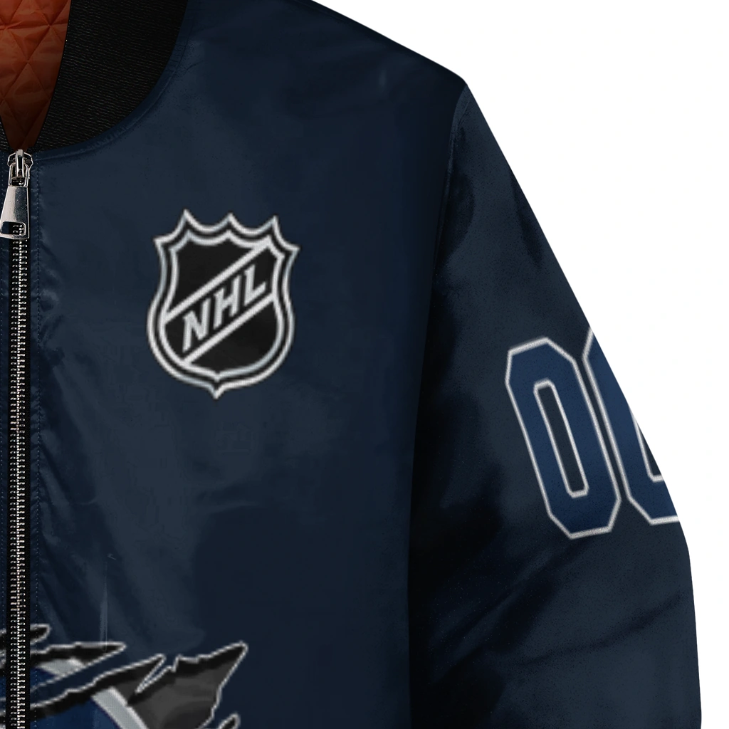 customized winnipeg jets claw rip blue bomber jacket premium grade customized winnipeg jets claw rip blue bomber jacket premium grade