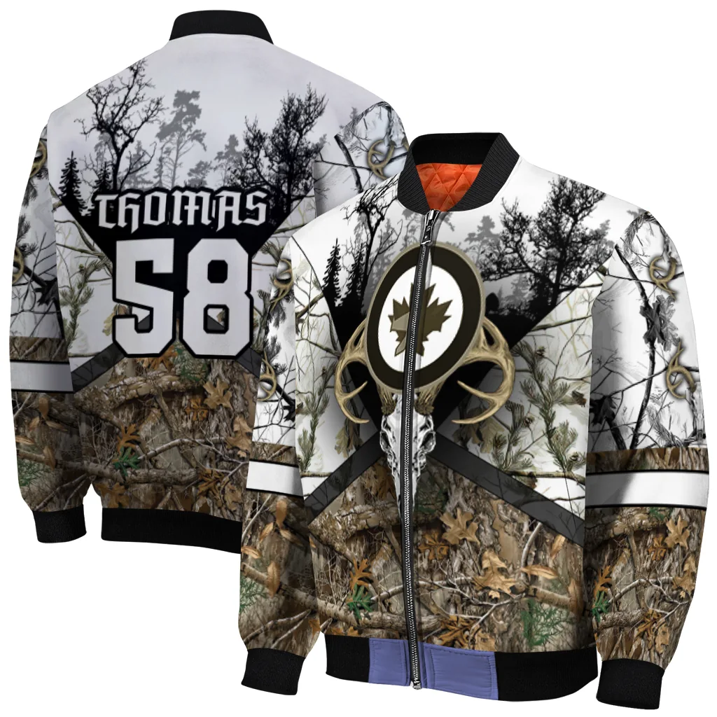 customized winnipeg jets deer skull camouflage white bomber jacket best selling customized winnipeg jets deer skull camouflage white bomber jacket best selling