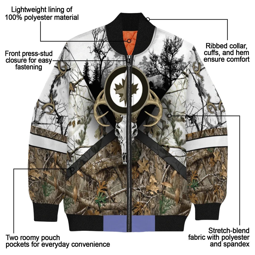 customized winnipeg jets deer skull camouflage white bomber jacket new arrival customized winnipeg jets deer skull camouflage white bomber jacket new arrival