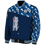 customized winnipeg jets flag scratch effect blue varsity jacket best selling