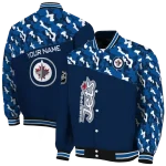 customized winnipeg jets flag scratch effect blue varsity jacket best selling