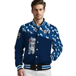 customized winnipeg jets flag scratch effect blue varsity jacket best selling