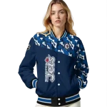 customized winnipeg jets flag scratch effect blue varsity jacket best selling