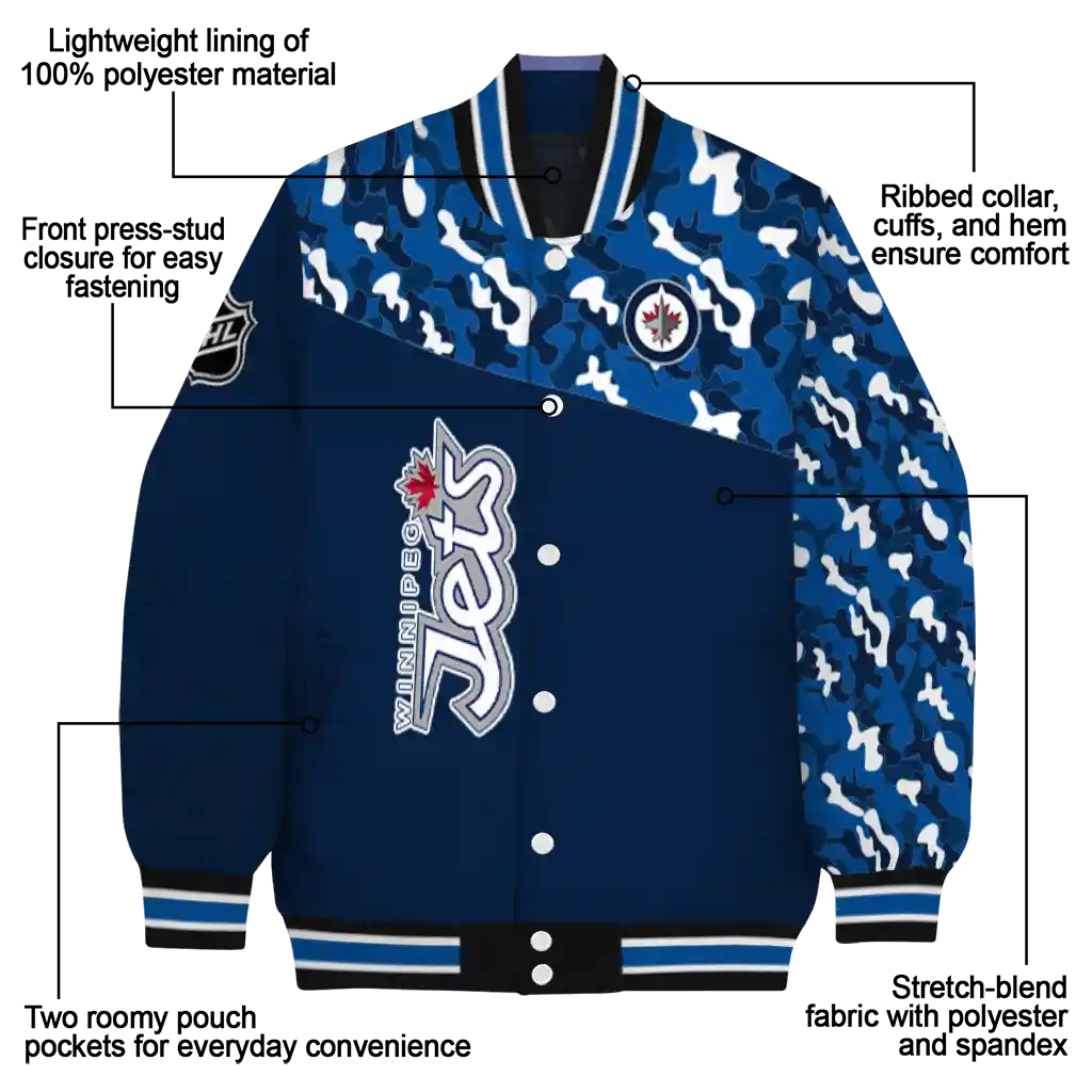 customized winnipeg jets flag scratch effect blue varsity jacket new arrival customized winnipeg jets flag scratch effect blue varsity jacket new arrival