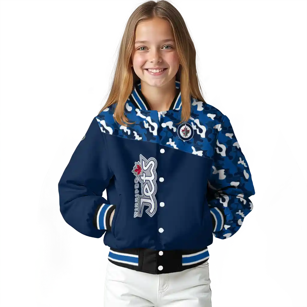 customized winnipeg jets flag scratch effect blue varsity jacket top rated customized winnipeg jets flag scratch effect blue varsity jacket top rated