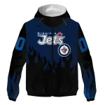 customized winnipeg jets flame trim blue black windbreaker jacket best selling