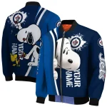 customized winnipeg jets snoopy head blue bomber jacket best selling