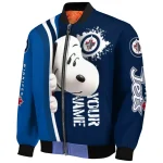 customized winnipeg jets snoopy head blue bomber jacket best selling