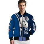 customized winnipeg jets snoopy head blue bomber jacket best selling