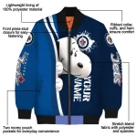 customized winnipeg jets snoopy head blue bomber jacket best selling