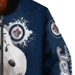 customized winnipeg jets snoopy head blue bomber jacket best selling