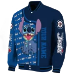 customized winnipeg jets stitch laughing blue varsity jacket best selling