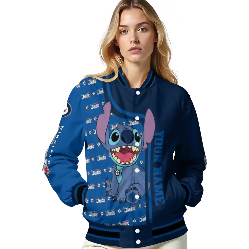 customized winnipeg jets stitch laughing blue varsity jacket latest model customized winnipeg jets stitch laughing blue varsity jacket latest model